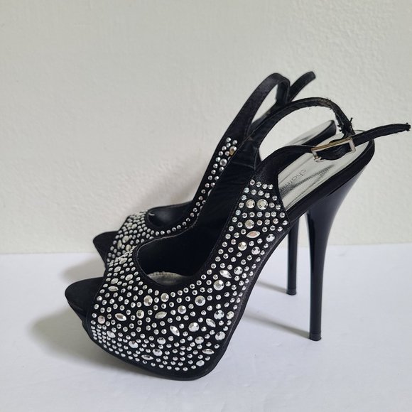Charming Charlie studded Platform Black heels,SZ 5.5 - Picture 8 of 9